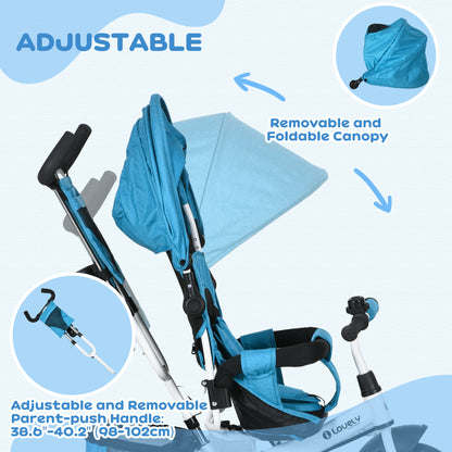 4 in 1 Kids Trike, Stroller with Parent Handle, Blue