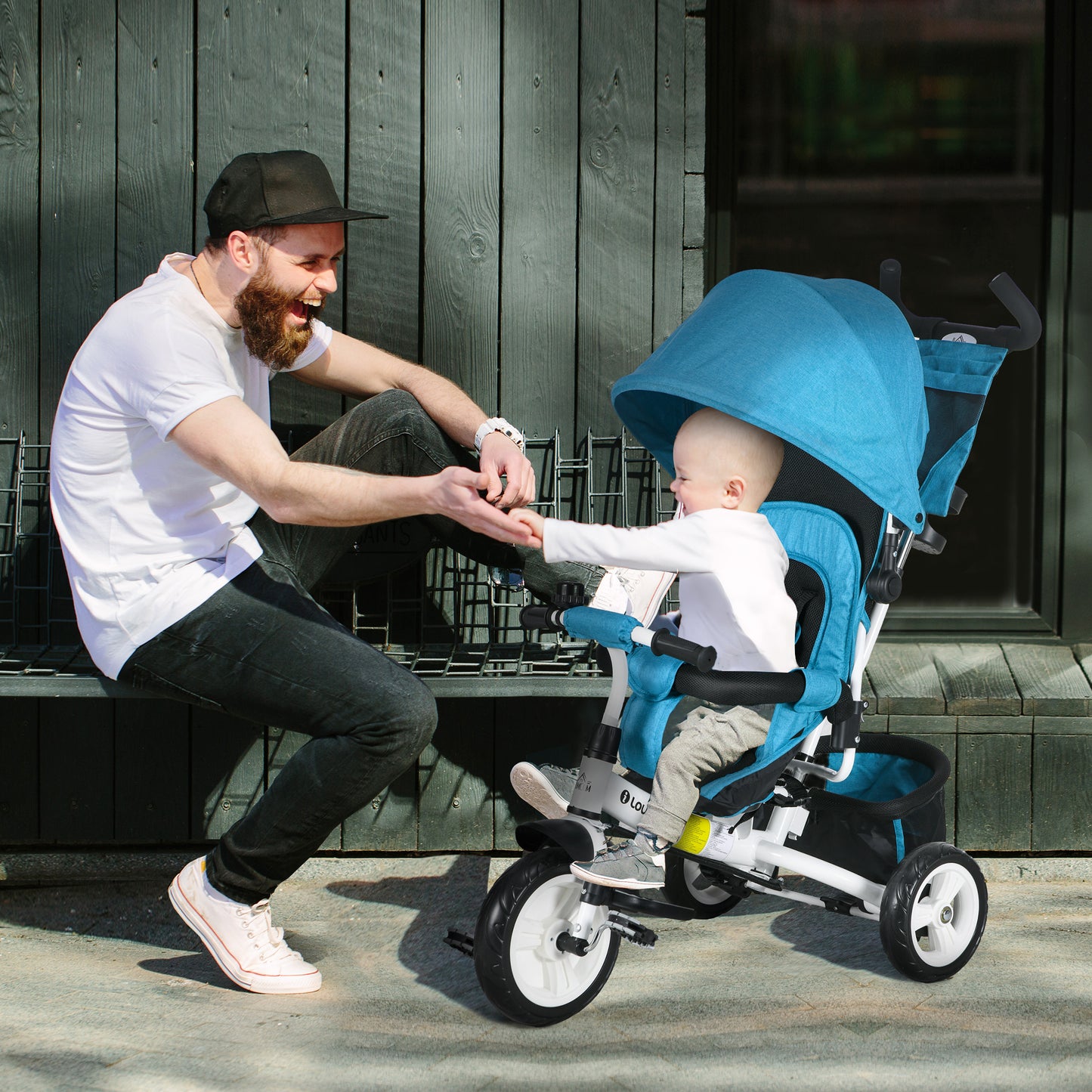4 in 1 Kids Trike, Stroller with Parent Handle, Blue