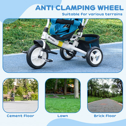 4 in 1 Kids Trike, Stroller with Parent Handle, Blue