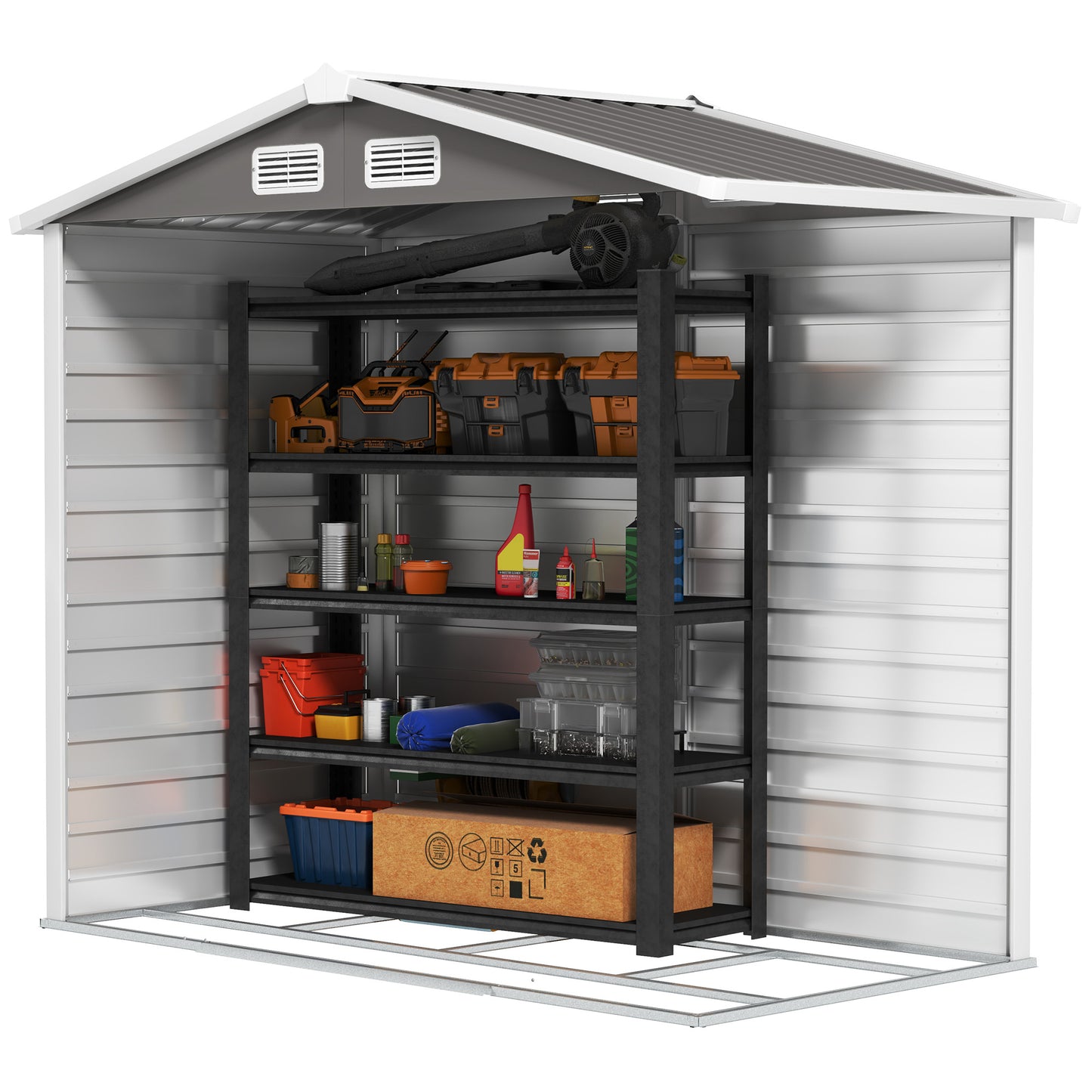 7 x 4ft Upgraded Metal Shed with Lock, Easy to Assemble, Light Grey