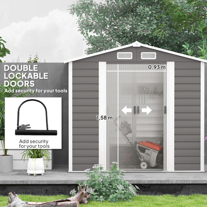 7 x 4ft Upgraded Metal Shed with Lock, Easy to Assemble, Light Grey