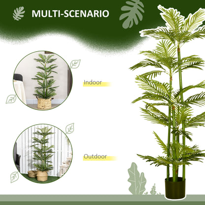 Artificial Plant Tropical Palm in Pot, Fake Plants for Home Indoor Outdoor Decor, 15x15x140cm