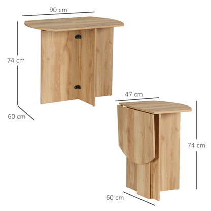 Foldable Dining Table Compact Drop Leaf Table for Kitchen Oak