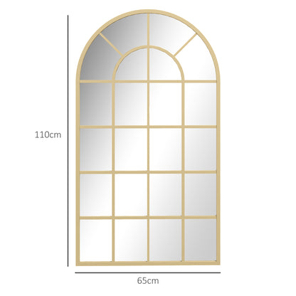 Modern Arch Window Wall Mirror for Living Room Bedroom, Gold Tone