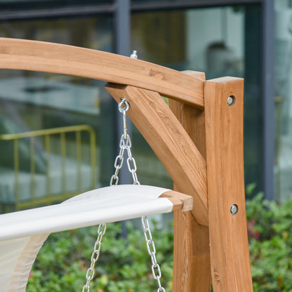 Wooden Porch A-Frame Swing Chair w/ Canopy and Cushion for Patio Garden