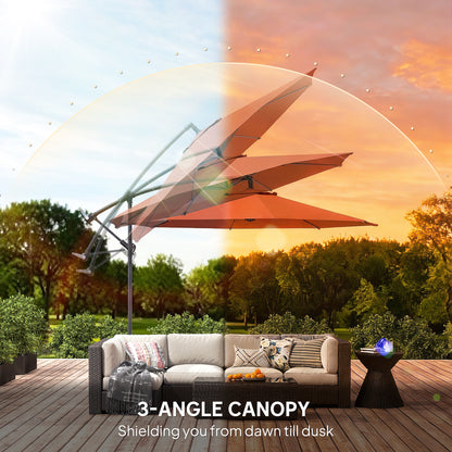 3(m) Garden Banana Parasol Cantilever Umbrella w/ Base, Orange