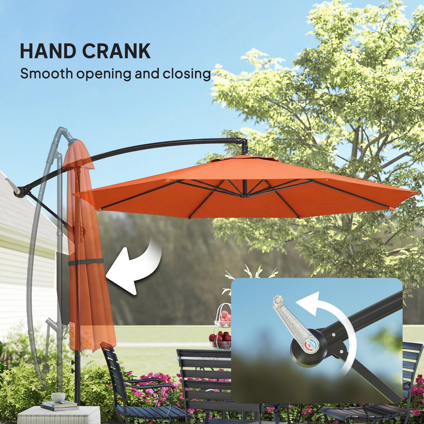 3(m) Garden Banana Parasol Cantilever Umbrella w/ Base, Orange
