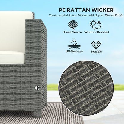 Rattan Wicker 3-seater Chair Patio Furniture w/ Cushion Cream