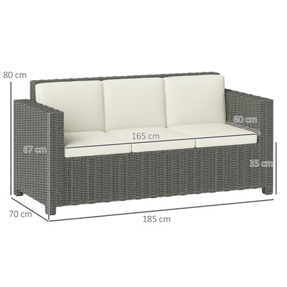 Rattan Wicker 3-seater Chair Patio Furniture w/ Cushion Cream
