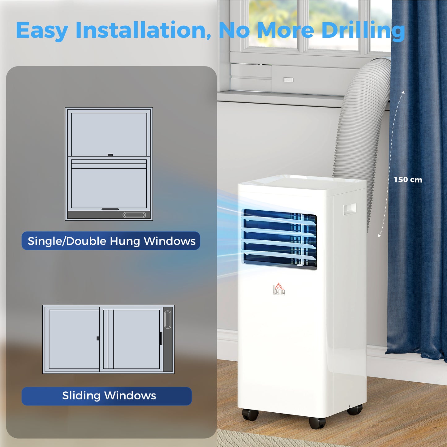 Mobile Air Conditioner White W/ Remote Control Cooling Ventilating