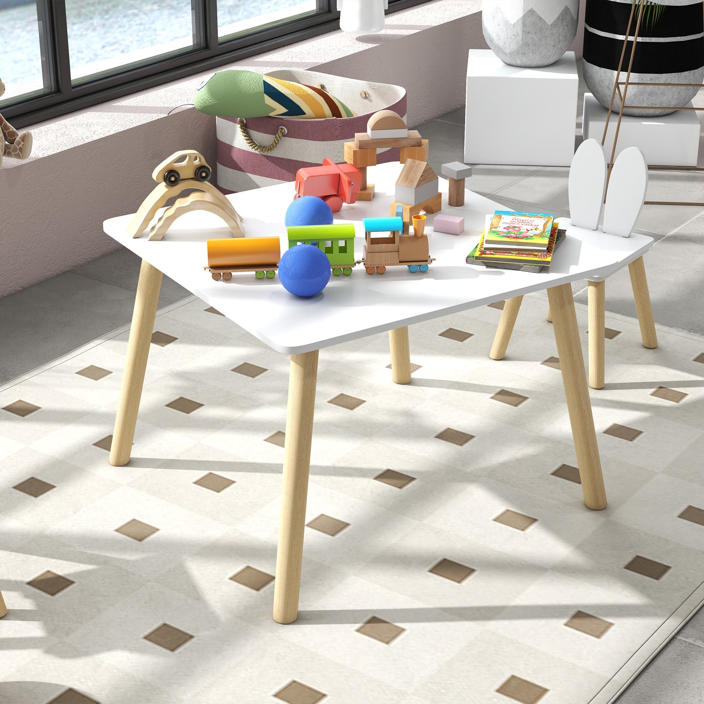 3 Pieces Toddler Table and Chair Set for Nursery, Playroom, Classroom