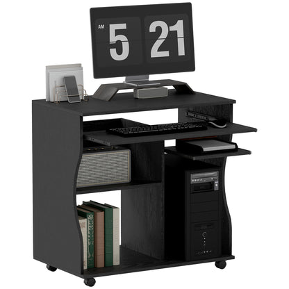 Computer Table Study Desk with Sliding Keyboard Tray, Black