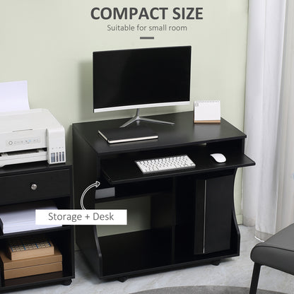Computer Table Study Desk with Sliding Keyboard Tray, Black