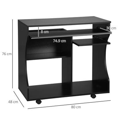 Computer Table Study Desk with Sliding Keyboard Tray, Black