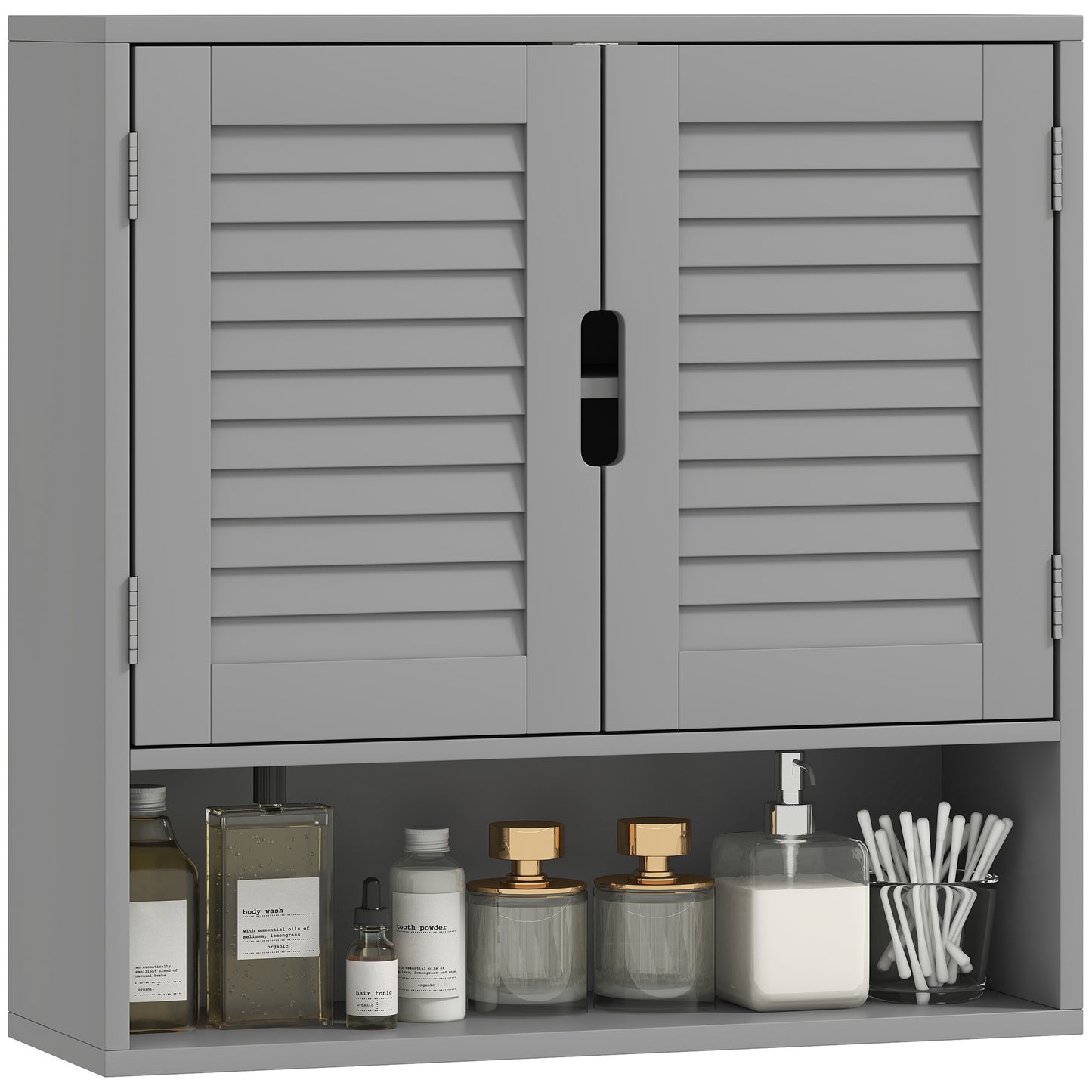 Bathroom Cabinet, Wall Mounted Cabinet with Adjustable Shelves, Grey
