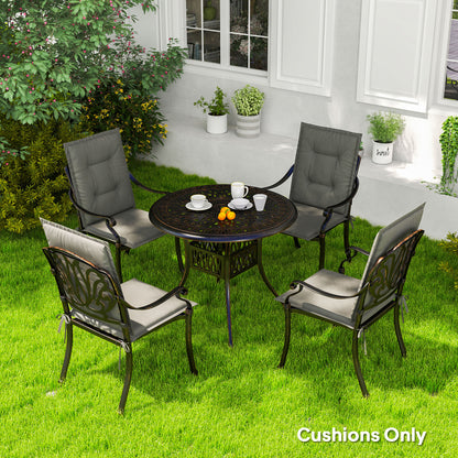 Set of 4 Garden Chair Cushions, Outdoor Seat Pads, Light Grey