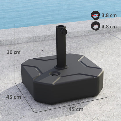 Square Garden Parasol Base, Sand/Water Filled Parasol Stand, Black