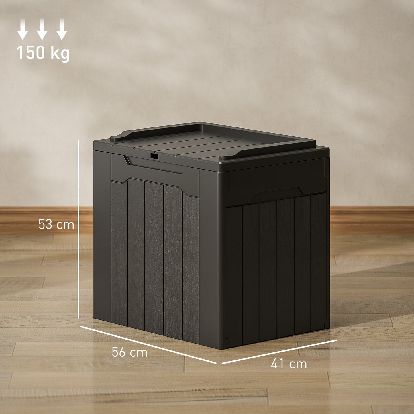 107 L Plastic Storage Chest with Lock Hole and Handles Charcoal Grey