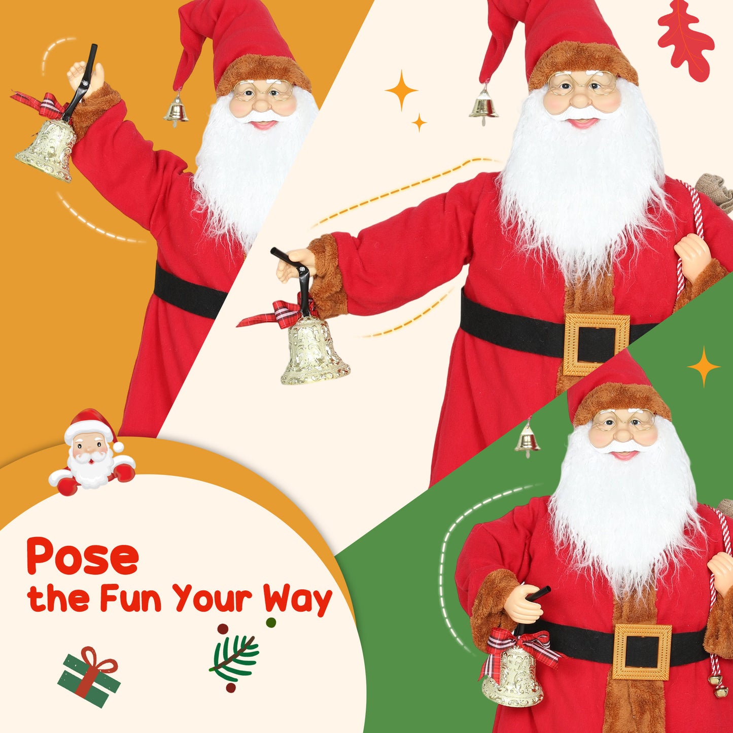 Musical Animated Santa Claus with Music, Dancing, Bell and Sack