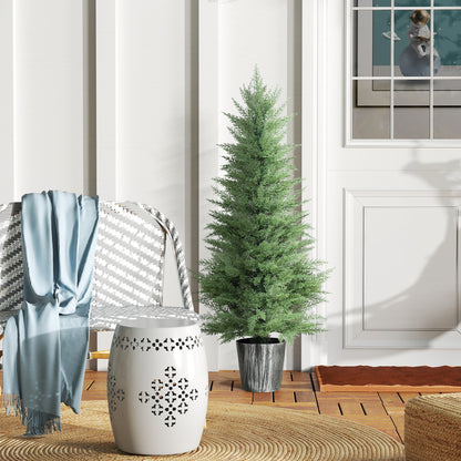 Set of 2 Artificial Cypress Trees with PE Leaves for Indoor Outdoor