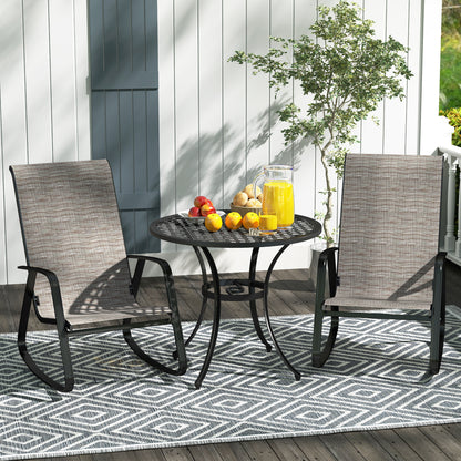 2PCS Garden Rocking Chairs with Armrests, High Back, Light Brown