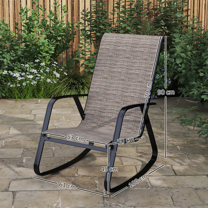 2PCS Garden Rocking Chairs with Armrests, High Back, Light Brown