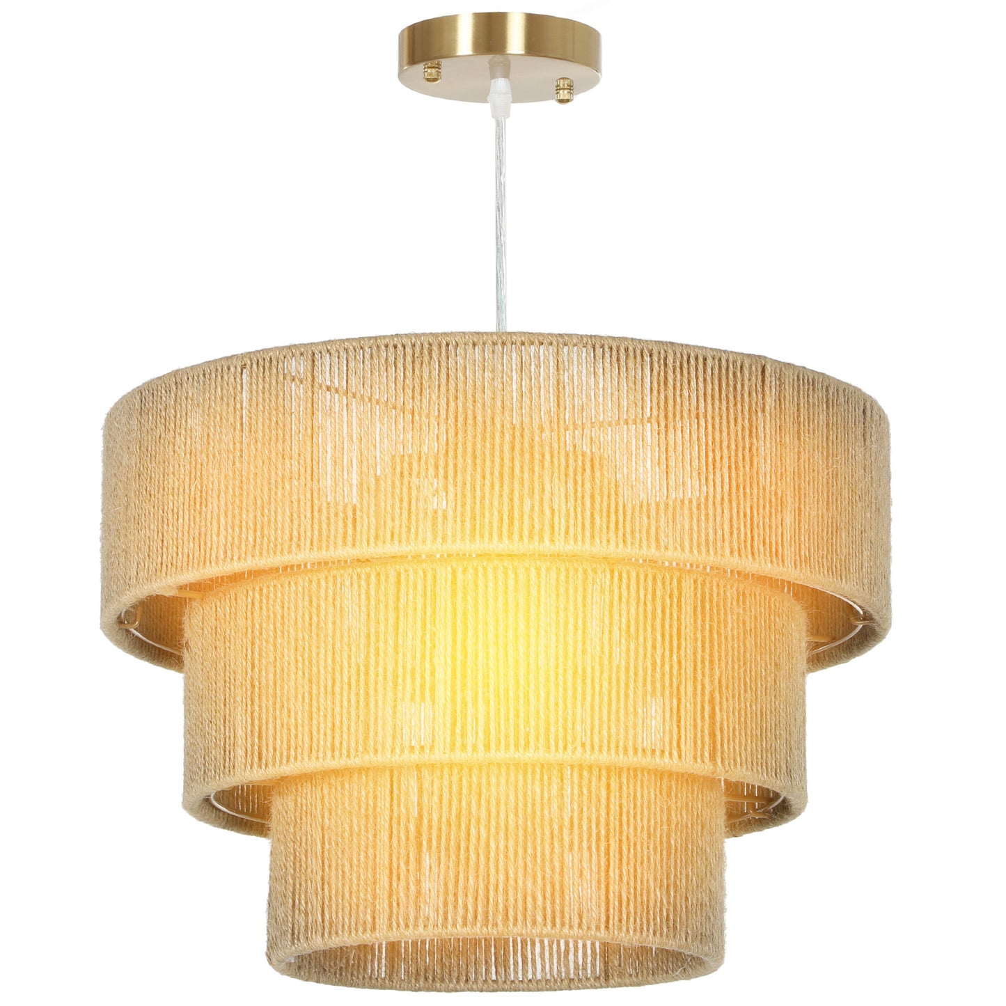Boho Hemp Rope Pendant Light, Ceiling Light for Bedroom, Light Brown