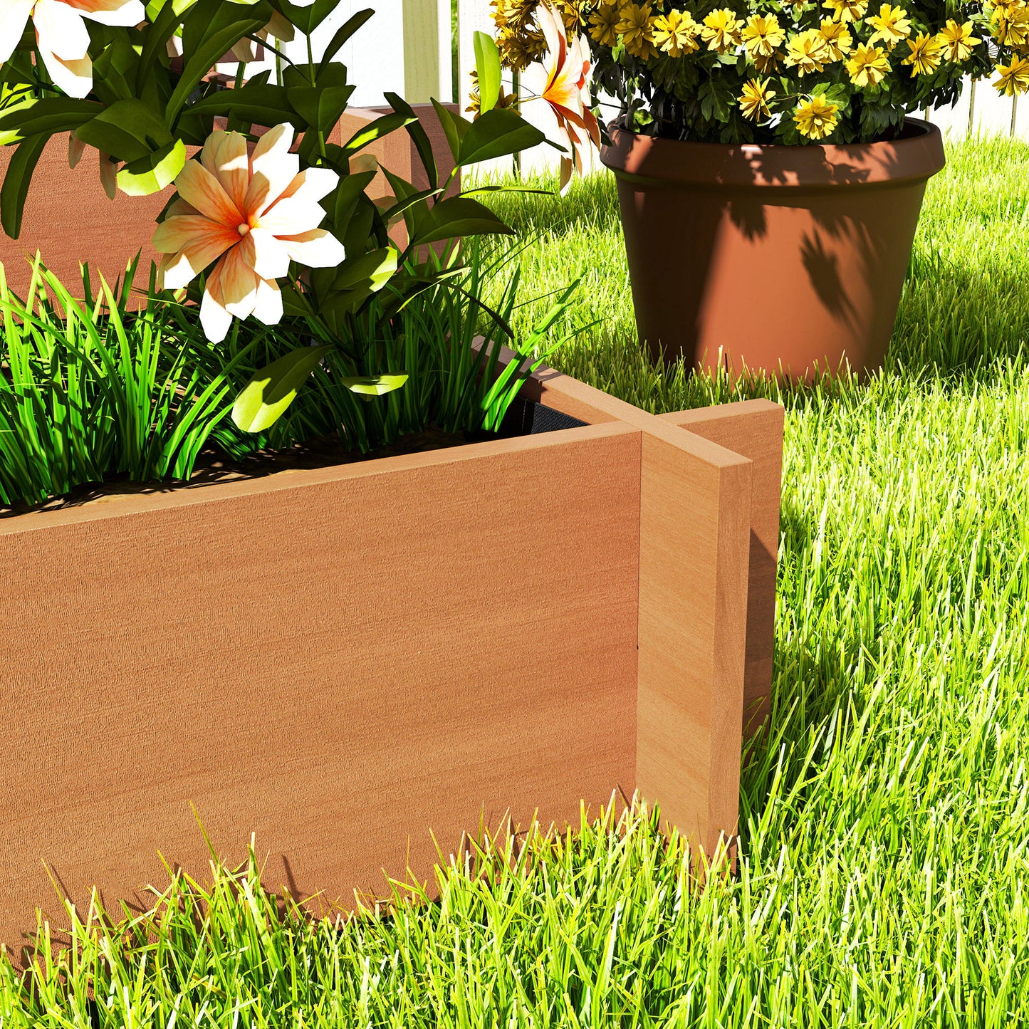 3 Tier Wooden Garden Planters with Trellis for Vine Climbing Plants