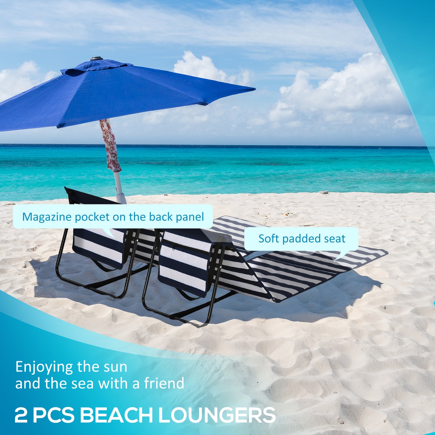 Garden Beach Chair Mat, Sun Lounger Seats with Adjustable Back