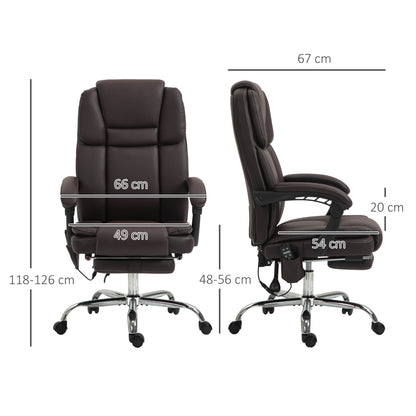 Massage Office Chair, PU Leather High Back Recliner, Dark Brown