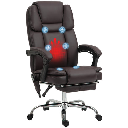 Massage Office Chair, PU Leather High Back Recliner, Dark Brown