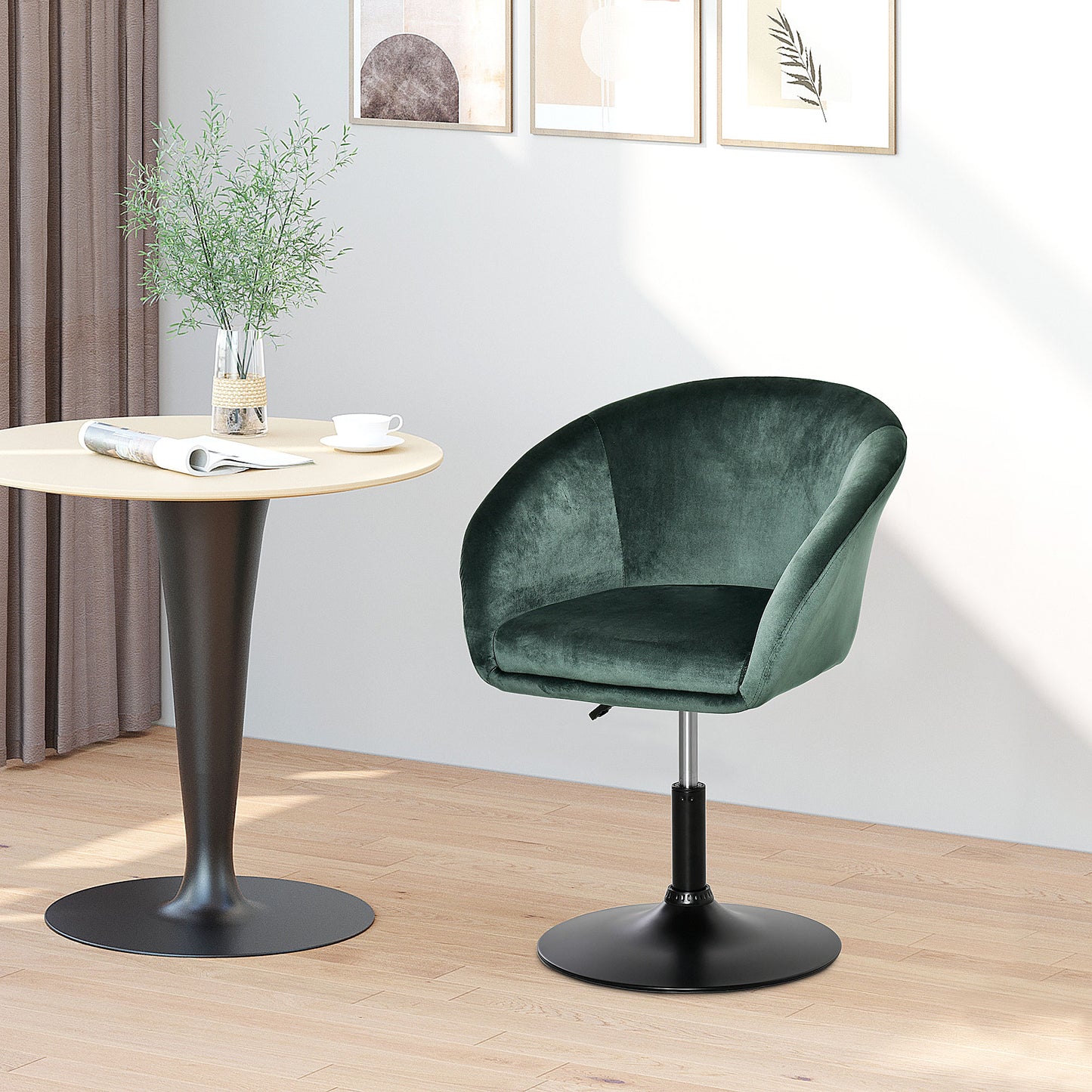 Dining Table, 60 cm Round Kitchen Table for 2 with Steel Base, White