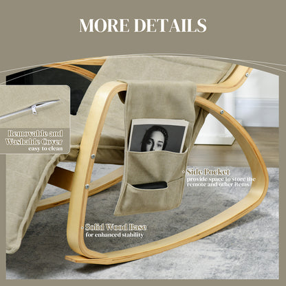 Rocking Chair Recliner Armchair with Adjustable Footrest, Beige
