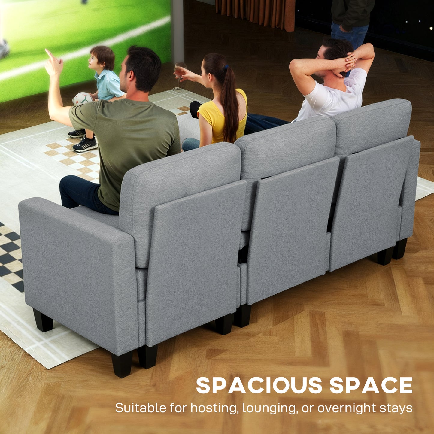 Fold-Out Convertible Sofa Bed with Removable Covers, Grey