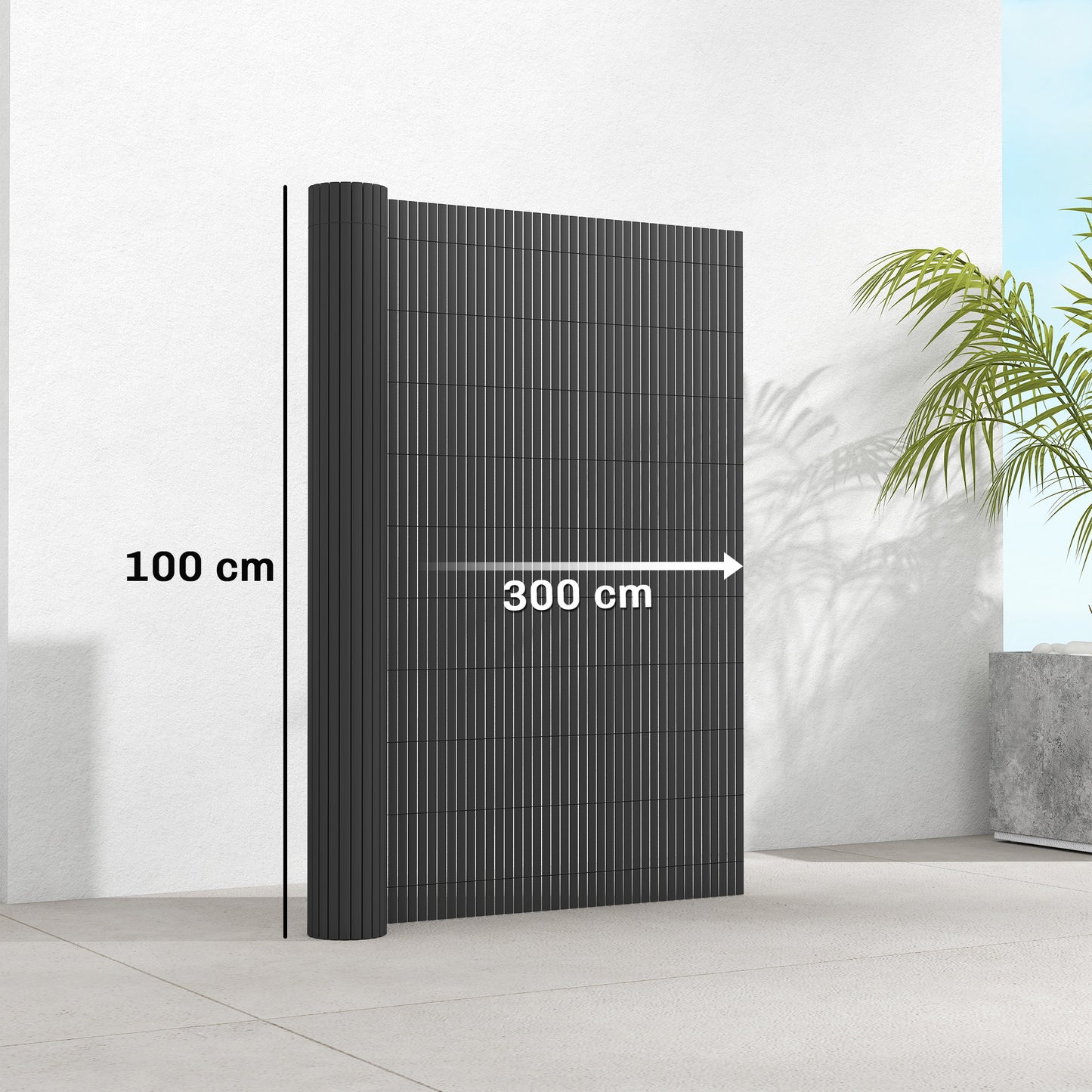 2Pcs Plastic Privacy Screening Fence, 1x3 m Windbreak Fence Grey