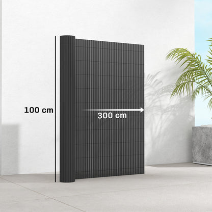2Pcs Plastic Privacy Screening Fence, 1x3 m Windbreak Fence Grey