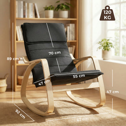 Comfortable Relax Rocking Chair with High Back, Black