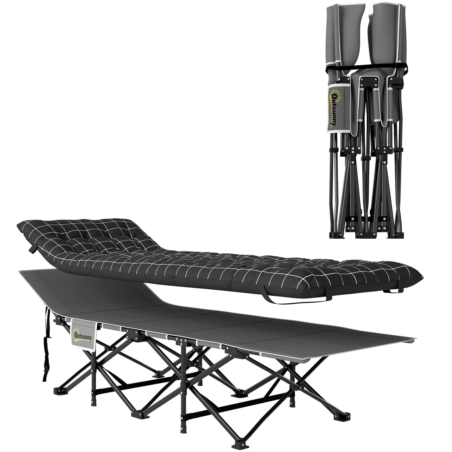 Camping Cot for Adults with Mattress, Folding Bed, Black