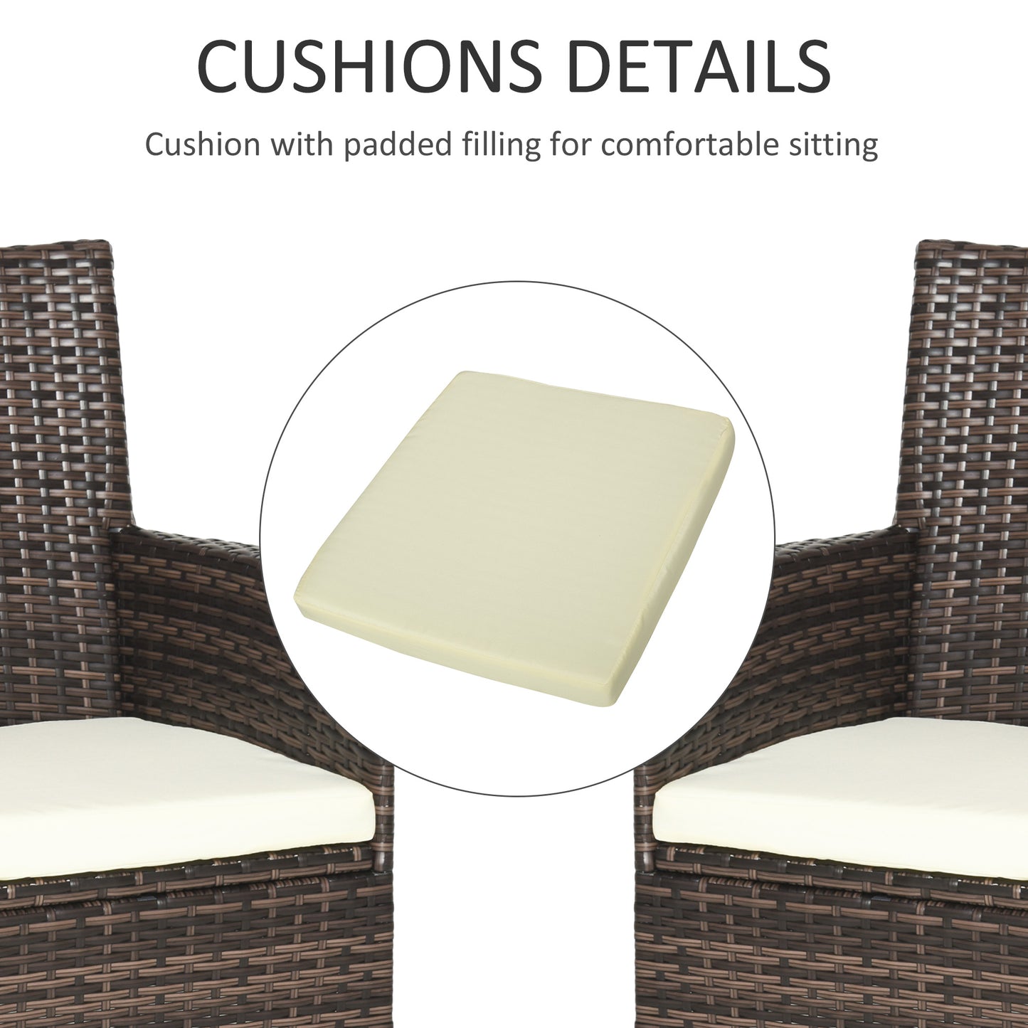 4 PC Rattan Chair Set, Patio Chairs Set, Cushioned Outdoor Rattan Furniture