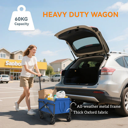 41L Festival Trolley, 60kg Heavy Duty Folding Trolley Cart, Blue