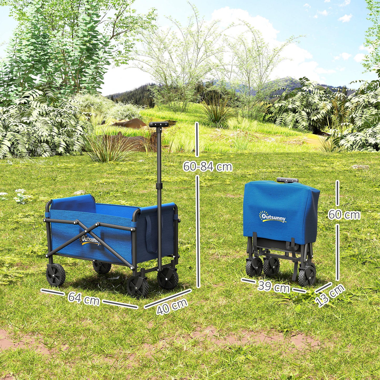 41L Festival Trolley, 60kg Heavy Duty Folding Trolley Cart, Blue