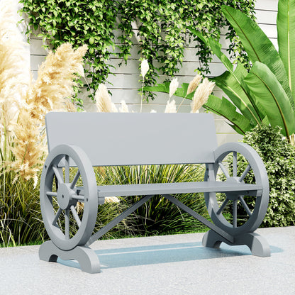 Wooden Garden Bench Outdoor Loveseat with High Back, Grey