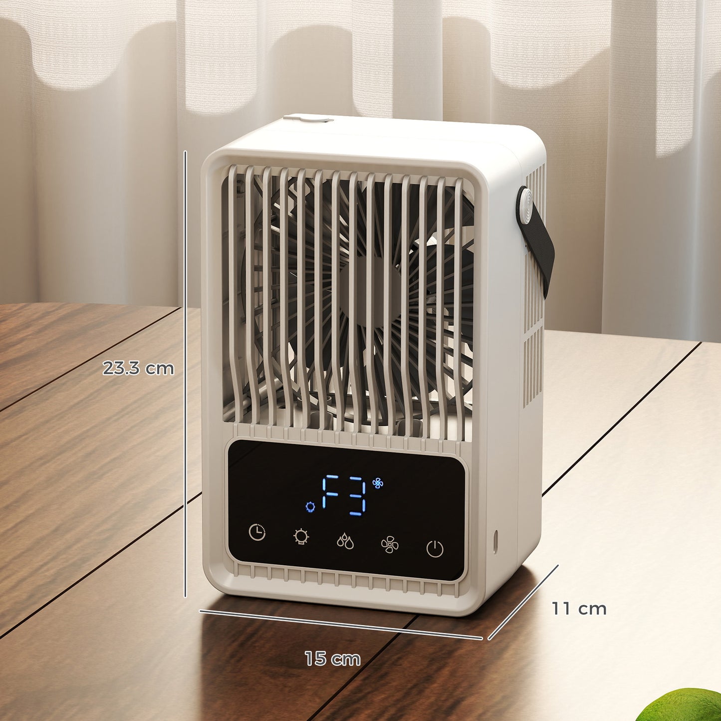 4-in-1 Mini Air Cooler with 7 Colour RGB Light, Cooling Fan, Black