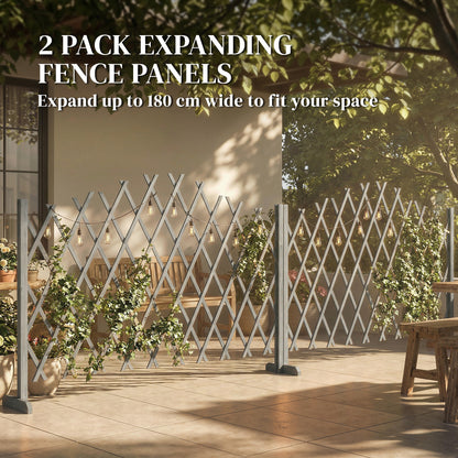 Wooden Expanding Fence Panels, 180 x 30 x 103cm, Dark Grey