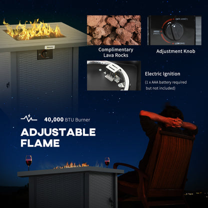 40,000 BTU Gas Firepit Table with Protective Cover, Grey