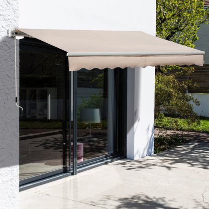 4x2.5m Manual Awning Window Door Sun Weather Shade w/ Handle Beige