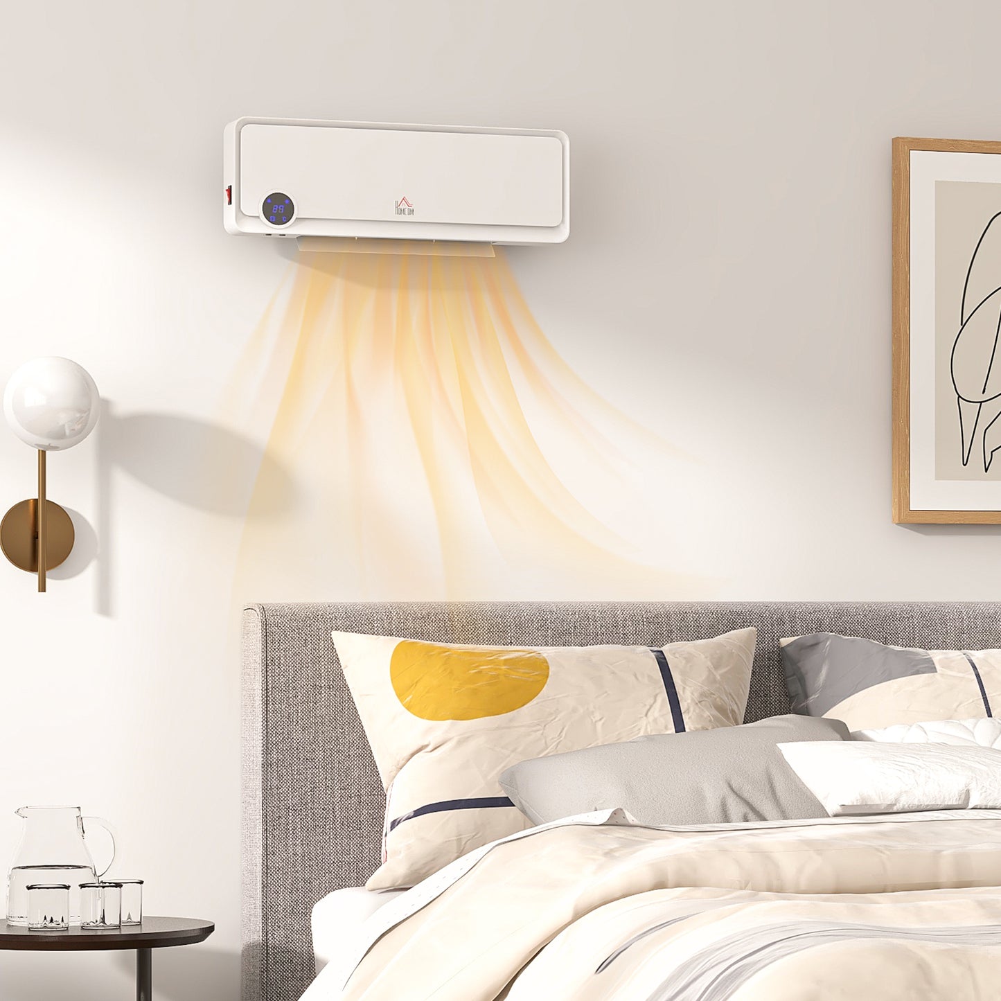 1000W/2000W Wall Downflow Heater 10-49°C Temperature, White