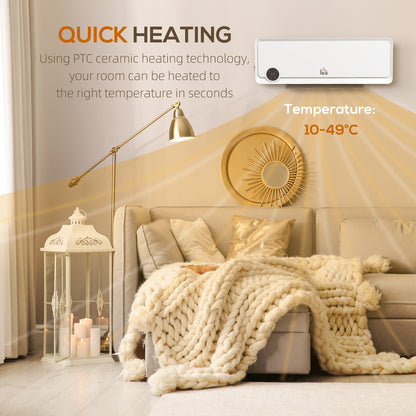 1000W/2000W Wall Downflow Heater 10-49°C Temperature w/ Timer Remote