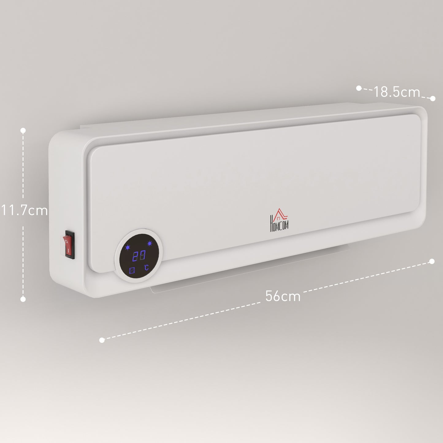 1000W/2000W Wall Downflow Heater 10-49°C Temperature, White