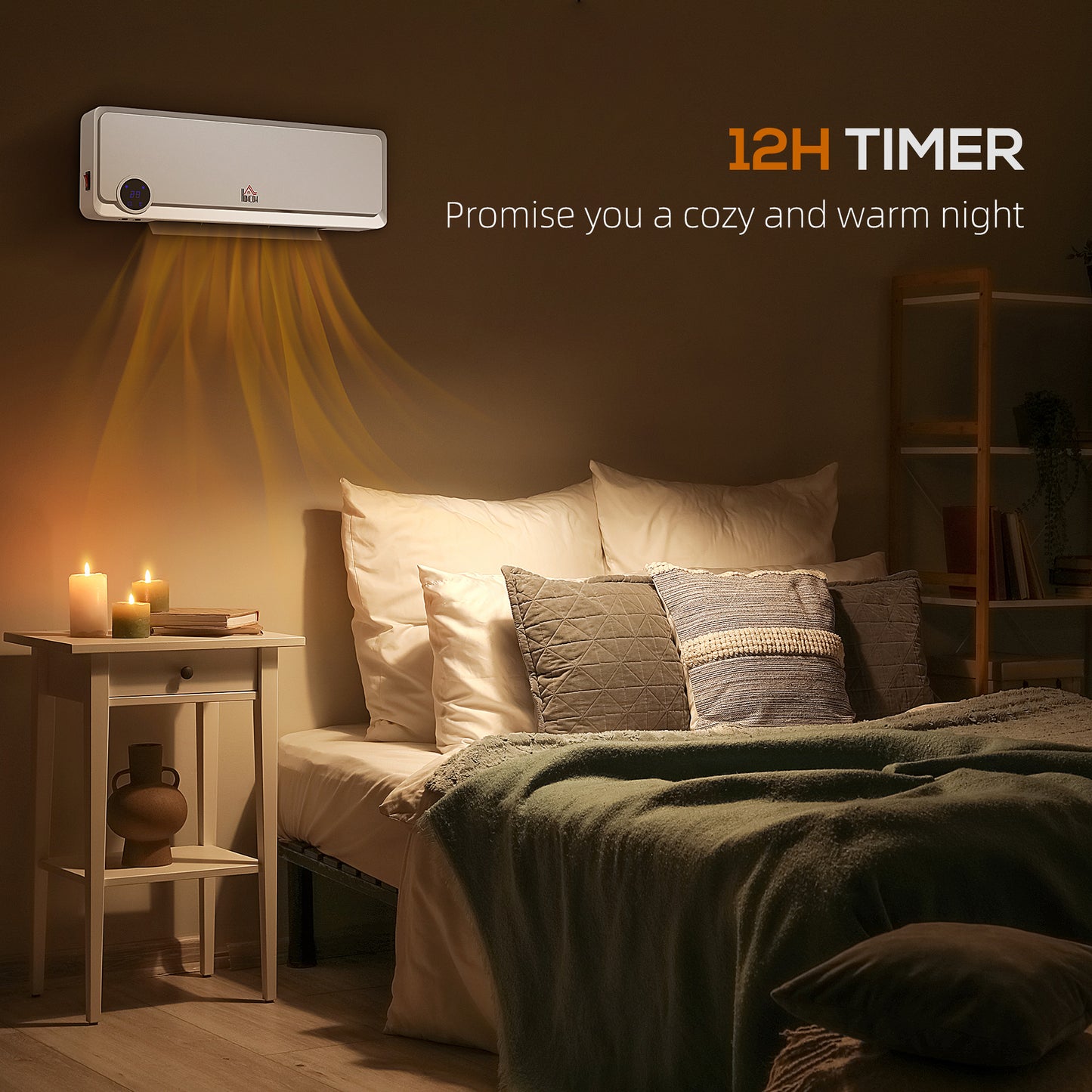 1000W/2000W Wall Downflow Heater 10-49°C Temperature, White